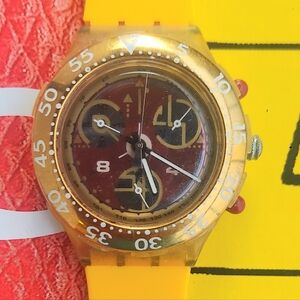 Vintage Swatch Watch RED SUN SEK105 1995 Aquachrono